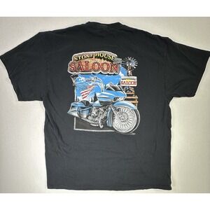 Stone House Saloon Black T-Shirt XL Biker Rally Graphic Tee Motorcycle USA